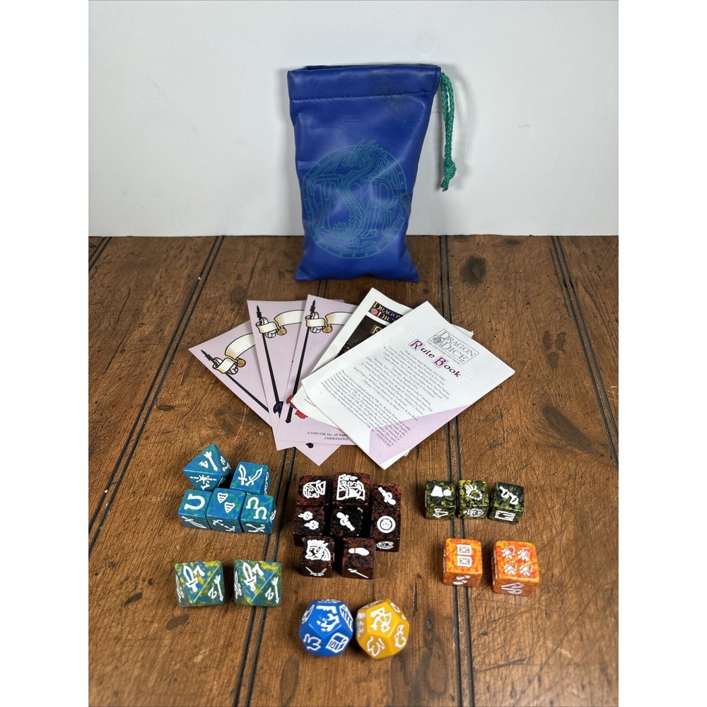 TSR 1995 Dragon Dice Role Playing Game Bag‎ 22 Dice D&D Dungeons Dragons Bag